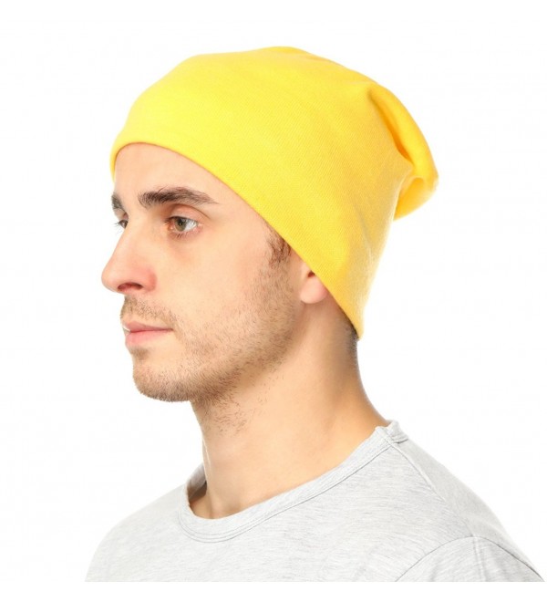 Edoneery Women Men Slouch Beanie Hat Cap Knit Skull Cap - Yellow - CM186XTG8SM