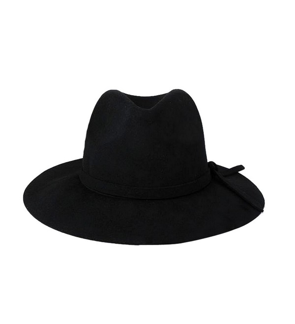YueLian Women Wool Fedora Jazz Panama Hats Caps with Brim - Black - CR11QB4ONN1