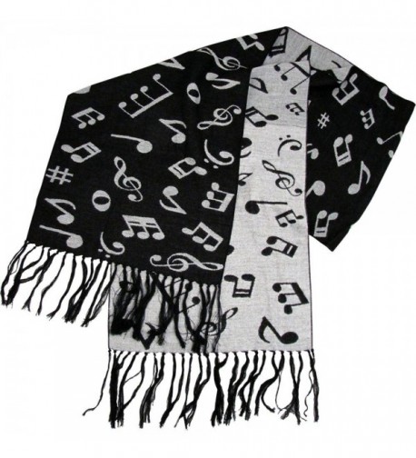 Scarf Muisc Notes Black & White Cashmere Like 12" X 72" - CO11BBAIQEL