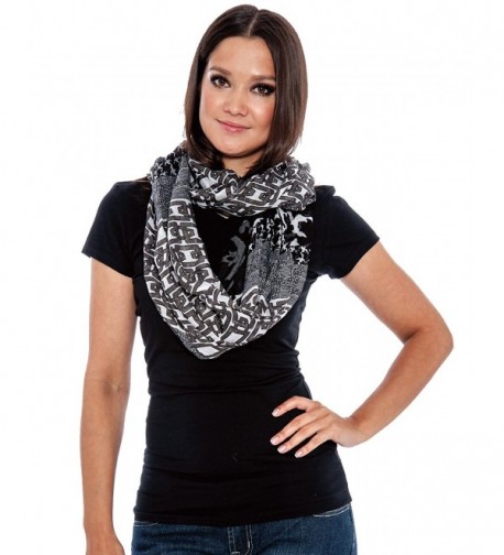 True Rock Eternity Women's Lightweight Infinity Scarf Scarves - Black/White 122 - CJ12O8NH2PQ