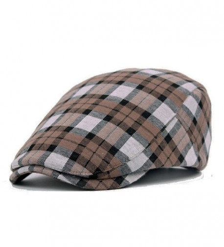 ZLS ZLSLZ Men's Unisex newsboy Hat Cotton Flat Plaid IVY Irish Cabbie Caps - Khaki - CS186GU7ZEE