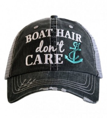 Katydid Boat Hair Don't Care Women's Trucker Hat - Mint Anchor - CN17YZ48W35
