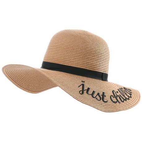 Womens Floppy Panama Straw Summer Beach Sun Hat Foldable - Coffee_just Chillin - CT184X53KTG