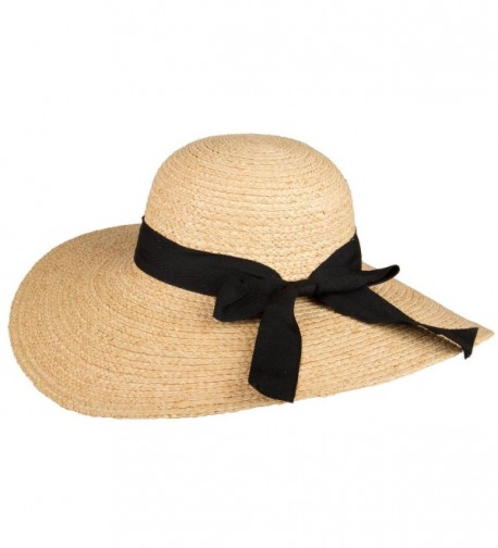 San Diego Hat Company Women's Raffia Large Brim Hat - Natural- Black - CI11999PO6Z