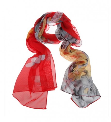 ChikaMika Fashion Silk Scarves for Women Girls Long Chiffon Scarves Floral Wrap and Shawls - CA123GUG88F