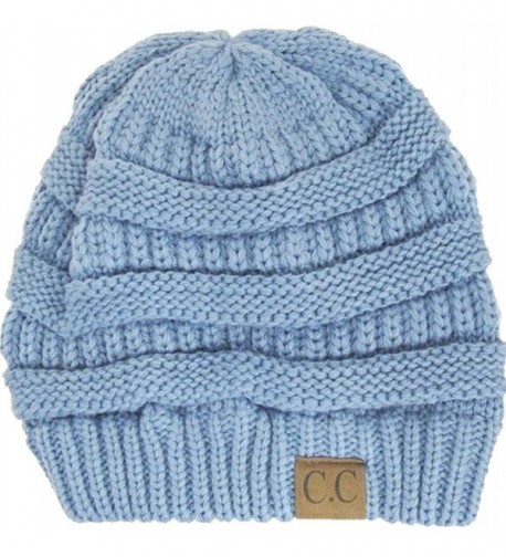 Thick Knit Soft Stretch Beanie Cap - Denim - CP11P21526L