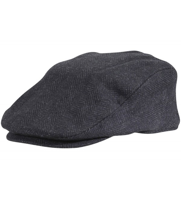 Dorfman Pacific Wool Herringbone Ivy Scally Cap Driver Hat - Black - CM12C9MSRCV