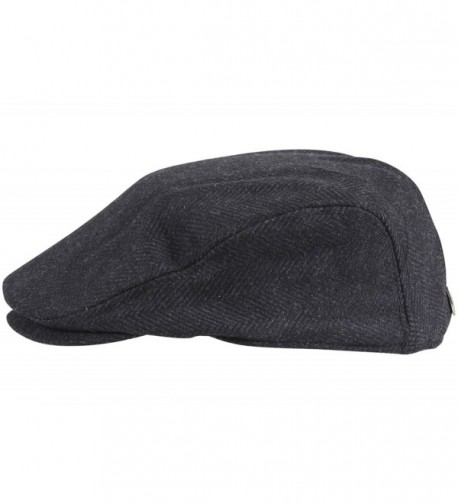 Dorfman Pacific Wool Herringbone Black in Men's Newsboy Caps