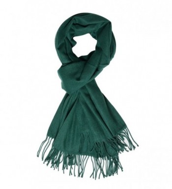 QBSM Womens Large Soft Scarf Solid Winter Pashmina Cashmere Feel Shawl Wraps for Women Girls - Dark Green - CW186L790MR
