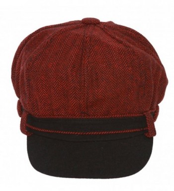 Ladies Herringbone Pattern Newsboy Cap - Burgundy - CH11GKNE167