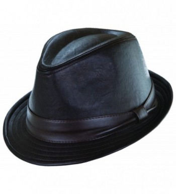 Dorfman Pacific Leather Teardrop Fedora in Men's Fedoras