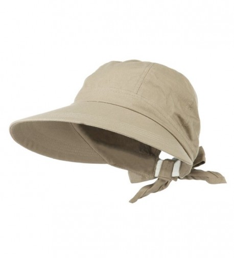 Womens Khaki Wide Brim Gardening Visor Sun Hat With Bow - CG11M2PB4S5