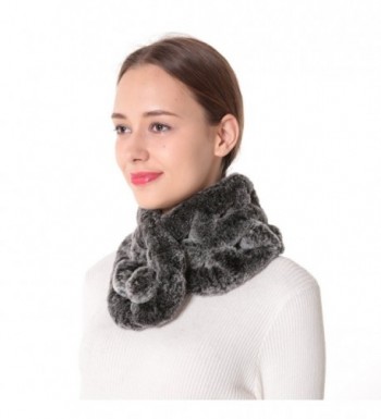 Women's Rex Rabbit Fur Neck Warmer and Scarf. Grey Snow-top CW185ZDGYGD