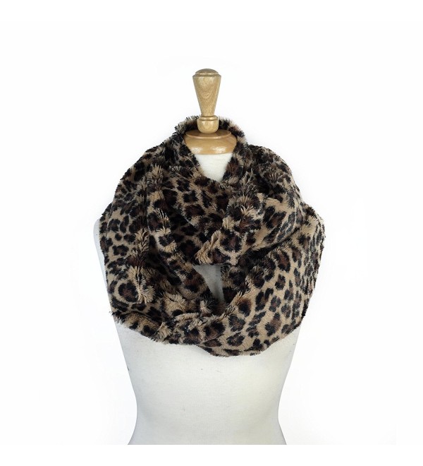 Paskmlna Super Soft Faux Fur Animal Print Warm Infinity Loop Circle Scarf -Diff Colors - Leopard2 - CT129PMNG5L