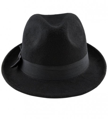 Samtree Fedora Hats for Women Men-Winter Roll-up Brim Trilby Woolen Jazz Cap - Black - CG188RY0H4C