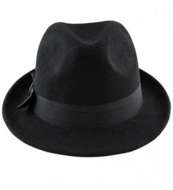 Samtree Fedora Hats for Women Men-Winter Roll-up Brim Trilby Woolen Jazz Cap - Black - CG188RY0H4C