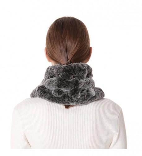 Women's Rex Rabbit Fur Neck Warmer and Scarf. Grey Snow-top CW185ZDGYGD
