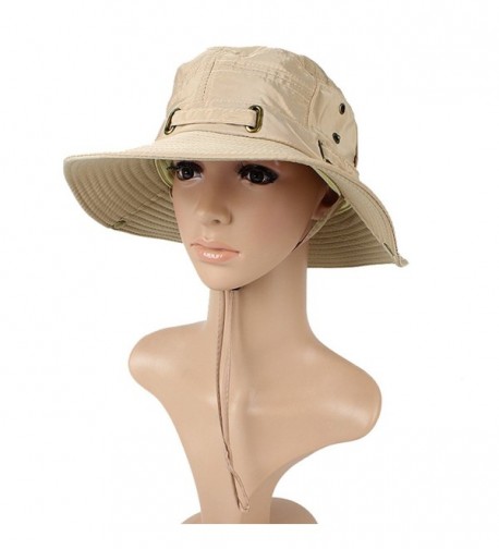 Kafeimali Summer Sun Men/Women Wide Brim UV Beach Caps Sports fishing Hats - Khaki - CD1843QCQMT