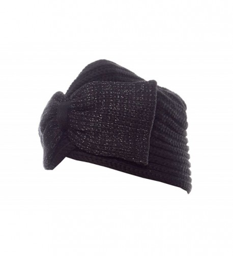 Cheerful Chill Knit Winter Hat with Bow - Black - CU11I0MI0Y5