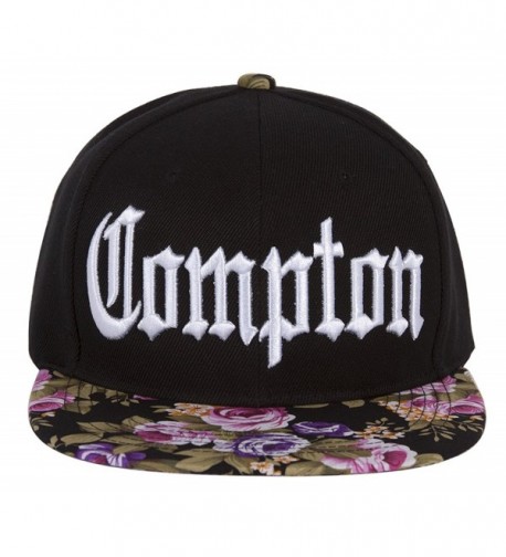 GT Compton Olde English Flowers Flat Bill Adjustable Snap - C411MJFVIL1