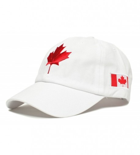 Canada Dad Hat Canadian Maple Leaf Cap Flag Embroidered Unisex Adult - White - CD1836H9Q5M