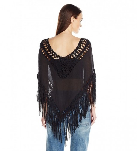 Steve Madden Womens Crochet Poncho