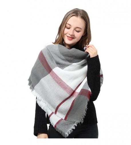 Blanket Scarf for Women Square Plaid Scarf Womens Winter Tartan Scarf Wrap Shawl - A Gray - CD12O5369RE