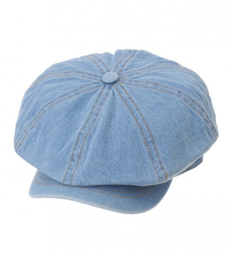 WITHMOONS Denim Cotton newsboy Hat Baker Boy Beret Flat Cap KR3613 - LightBlue - CE17Y0Y8RCZ