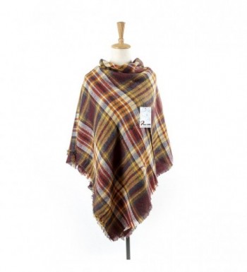 Women's Cozy Tartan Scarf Wrap Shawl Neck Stole Warm Plaid Checked Pashmina - Brown - CW186ECOIUC