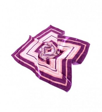 Elegant Silk Feel Wave & Square Design Satin Square Scarf - Different Colors Avail. - Purple Square - CJ11E6R59IX
