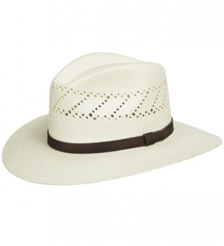 HAVANA Fedora Vented Panama Outback Straw Hat Ultrafino - Natural - C411LIH98FJ