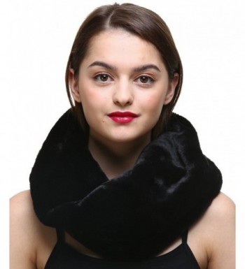Vogueearth Women 2 Material Choose Winter Neck Warmer Fur Scarf - Faux Black - C418522EUSK