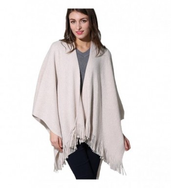 ZISUEX Women Cape Shawl Wrap Fashion Scarf Open Front Poncho Cape Cardigans (Beige) - CP186LOSWUH