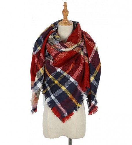 Warm women Tartan Scarf winter Blanket Shawl - Small Red Lattice - C2187ZLE9Y2