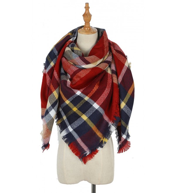 Warm women Tartan Scarf winter Blanket Shawl - Small Red Lattice - C2187ZLE9Y2