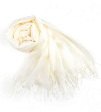 TopTie Scarf Wrap With Tassel Ends- Solid Color / Tow-Tone Color- Gift Idea - Cream - CS11J4TJRX1