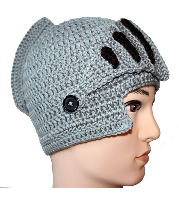 Amigo - Unisex Roman Knight Helmet Hat Knit Beanie Hat Cap Wind Mask- Gray - CO120MIDZPN
