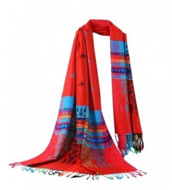 DEESEE(TM) Hot Lady Women Double Sided Little Bee National Wind Scarf Wrap Shawl - Red - CC12MYVLXTE