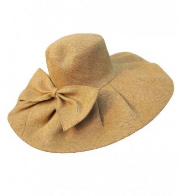 Linen Summer Womens Wide Brim Sun Hat Wedding Church Sea Beach Cap ...