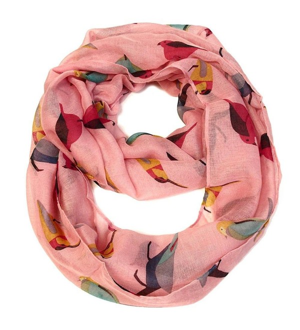 Bird Print Infinity Scarf - Pink - Pink - CJ187H7KY09