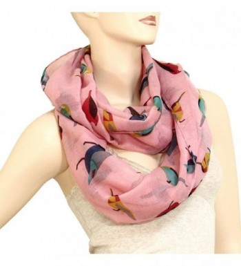 Bird Print Infinity Scarf Pink in Fashion Scarves