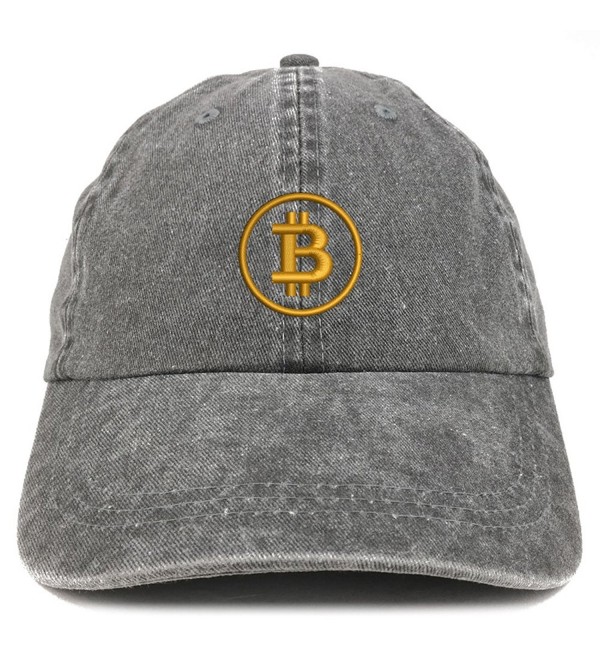 Trendy Apparel Shop Bitcoin Embroidered Washed Cotton Adjustable Cap - Black - CY185LTHNTI