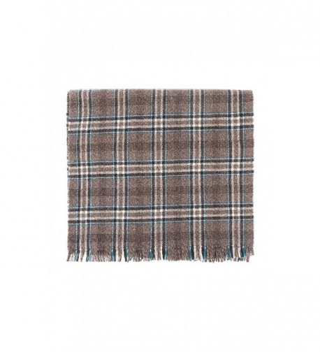 Great & British Knitwear 100% Cashmere Brown & Teal Check Scarf. Made in Scotland - CH126SK7IWP