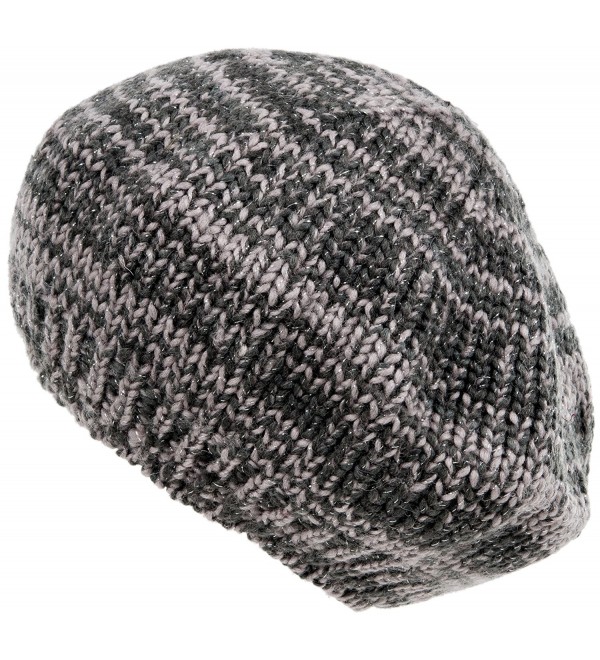 Nirvanna Designs CH706 Lurex Beret with Fleece - Grey/Silver - CX11H7RCR43