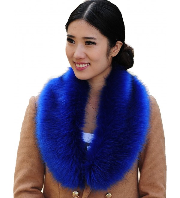 i-KindPec Women's Faux Fur Collar Wrap Scarf Big Neck warmer - Blue - C7126L2O107