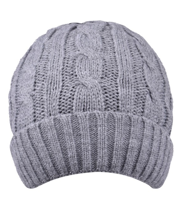 Thick Winter Hats Visors Skull Slouchy Knit Cap Stocking Beanie Hat For Women - Grey - CQ186NXL9TI
