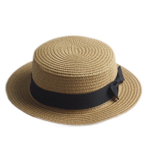 ZHENXIA Adult Boater Caps Straw Hats - Khaki - CP12E1V41PP