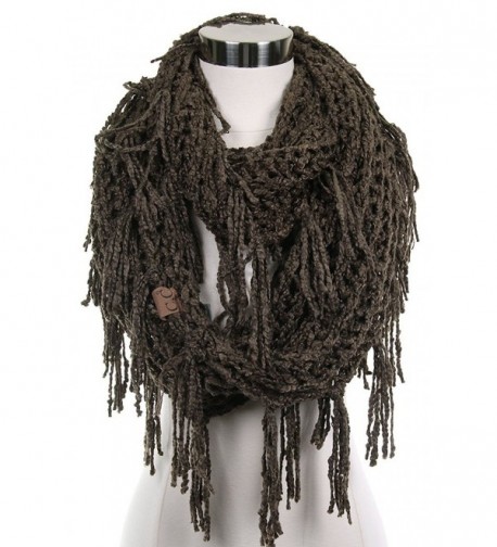 ScarvesMe CC Knitted Double Loop Circle Infinity Scarf with Fringe - New Olive - C6186W9CIIA