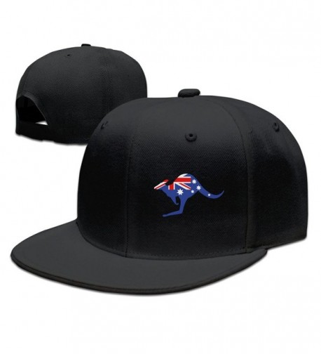 Custom Unisex Adjustable Sports Australian Kangaroo Flag Snapback Flat Hip-hop Hat One Size - Black - CR12MA2LYS6