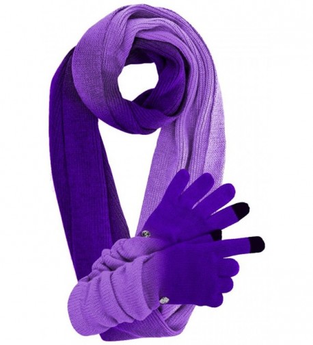 Knit Ombre Texting Gloves & Scarf Set - Purple - C0125BTO3L3